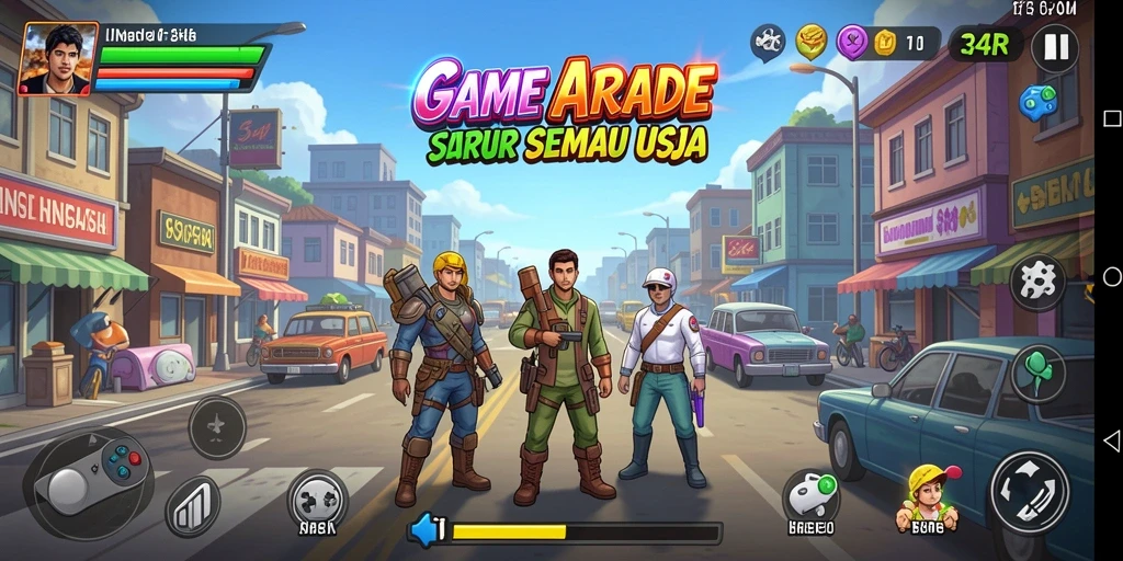 Tampilan gameplay seru dari 34R yang penuh aksi.