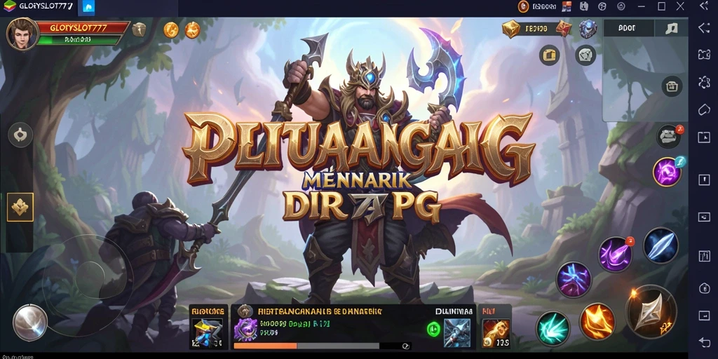 Tampilan gameplay seru dari GLORYSLOT777 saat bertarung di dunia fantasi.