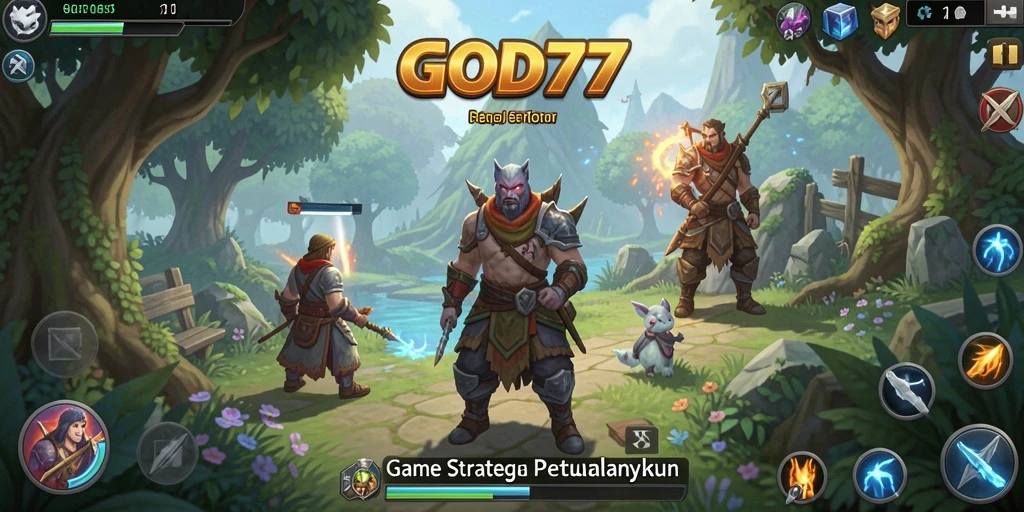 Screenshot utama GOD77 yang menampilkan aksi strategi dinamis.
