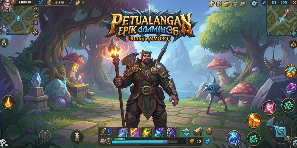 Tampilan gameplay epic dalam dunia fantasi HARAPJP yang menawan.
