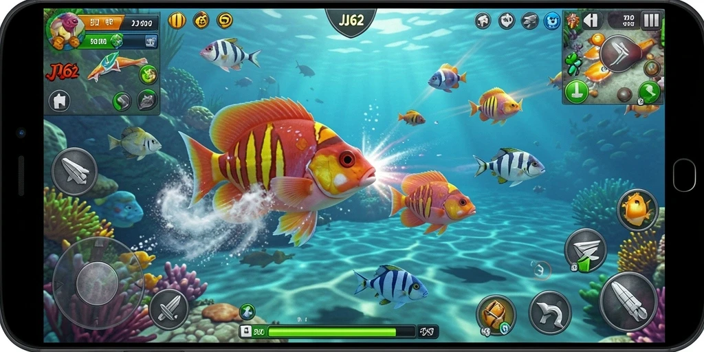 Tampilan gameplay seru Tembak Ikan dari JJ62.