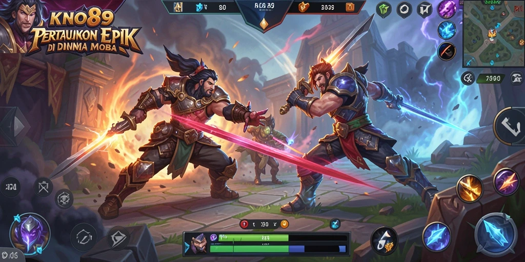 Screenshot gameplay KNO89 menampilkan aksi seru di arena pertempuran.