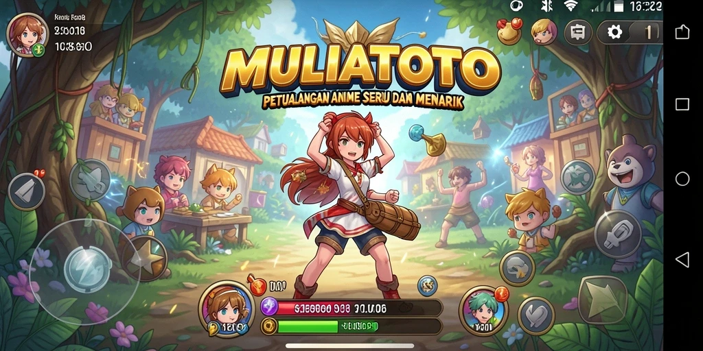 Screenshot gameplay MULIATOTO menampilkan karakter Anime dalam aksi yang dinamis.
