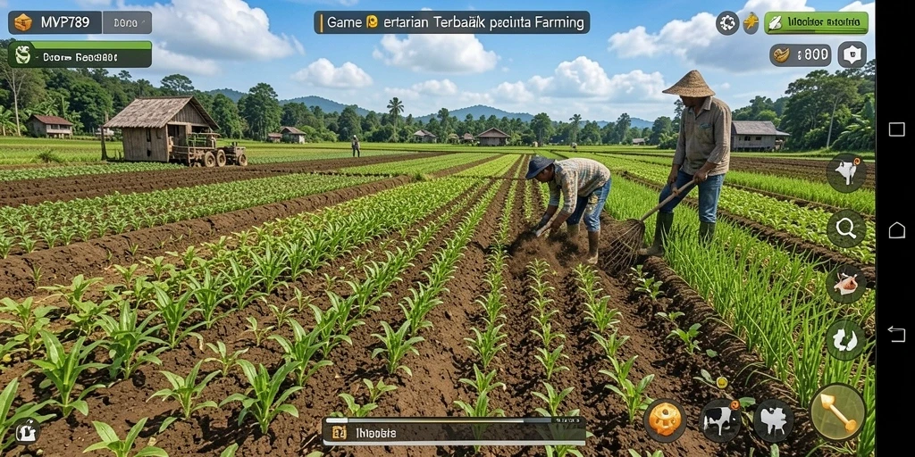 Screenshot gameplay <strong>MVP789</strong> menampilkan aktivitas pertanian yang seru dan interaktif.