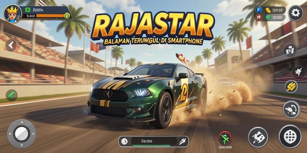 Tampilan mendebarkan dari gameplay balapan di RAJASTAR.