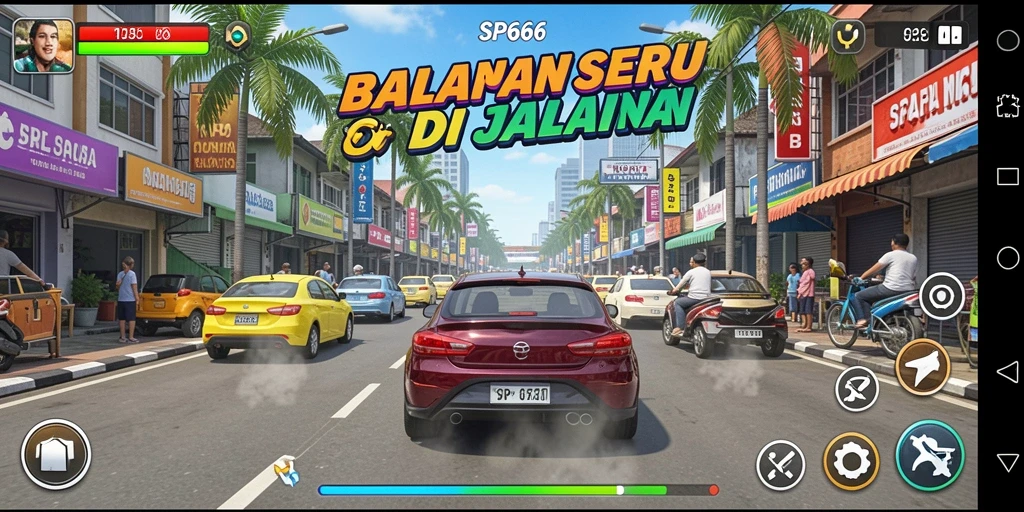 Tangkapan layar SP666 menampilkan aksi balapan yang mendebarkan.