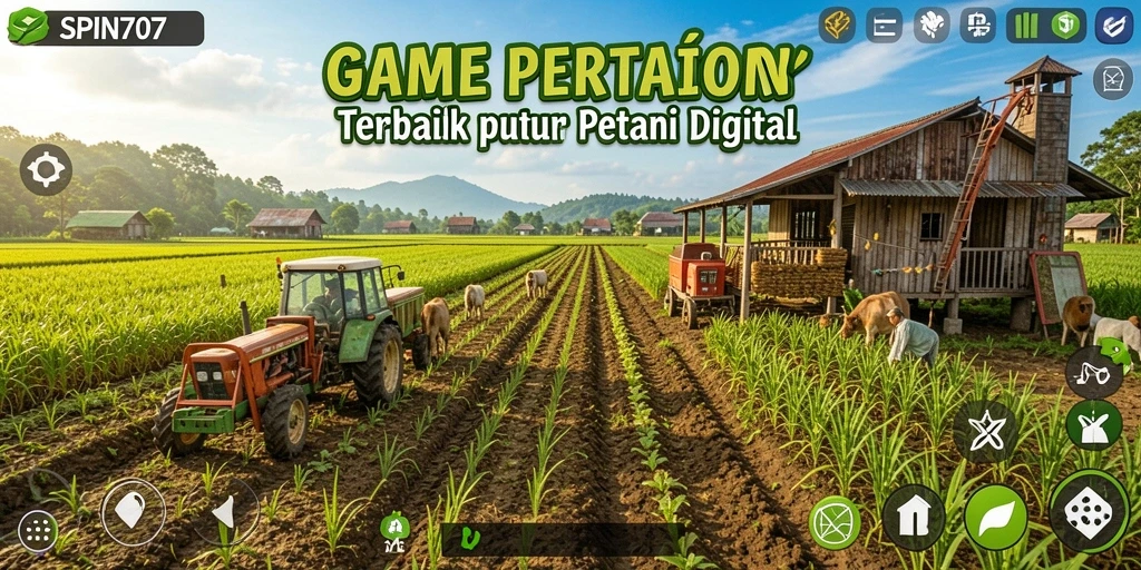 Tampilan gameplay <strong>SPIN707</strong> yang menarik dan penuh warna saat bertani.