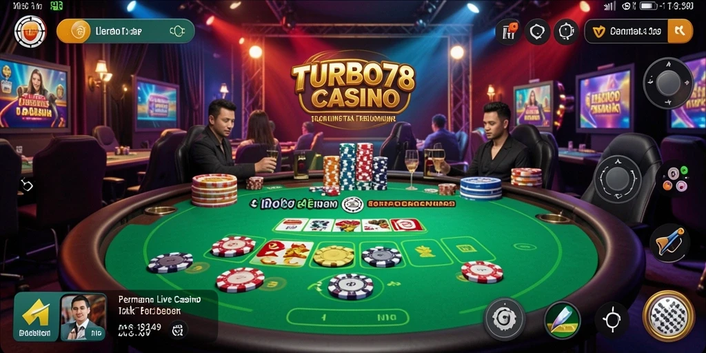 Tangkapan layar TURBO78 menampilkan gameplay Live Casino yang mendebarkan.