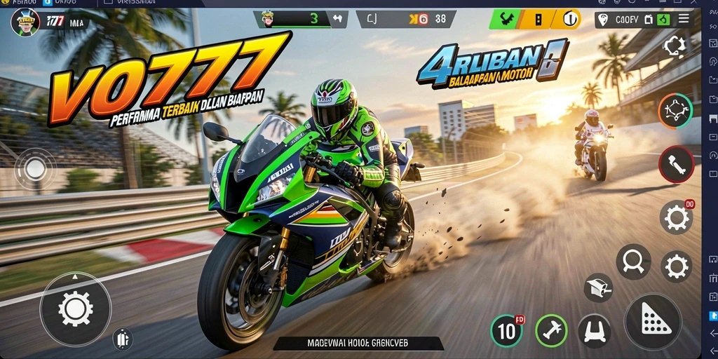 Tampilan gameplay seru dalam balapan motor VO777.