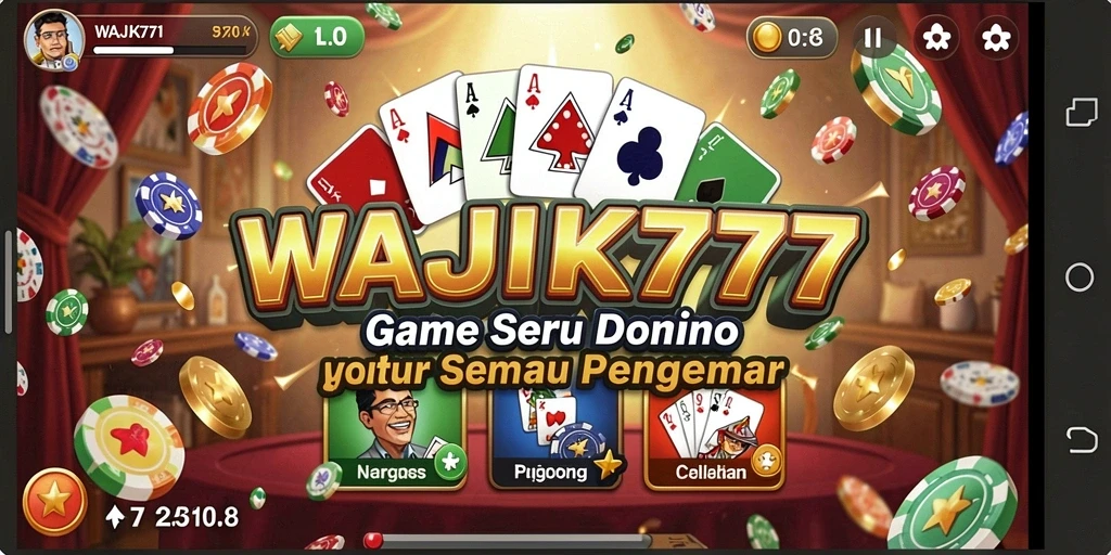Screenshot utama WAJIK777 menampilkan gameplay seru dari permainan Domino.
