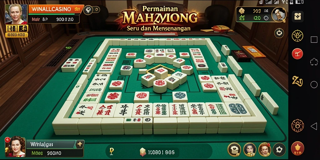 Screenshot WINALLCASINO menampilkan gameplay Mahjong yang menarik.